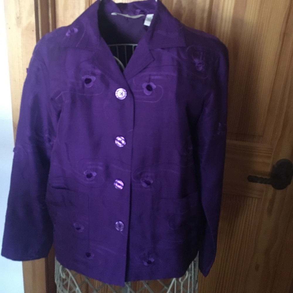Silk French Laundry Purple Embroidered Blouse S
